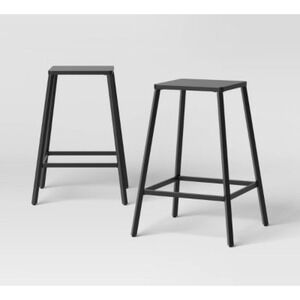 Room Essentials 2 Pack Metal Counter Height Bar Stools Black  NEW IN BOX